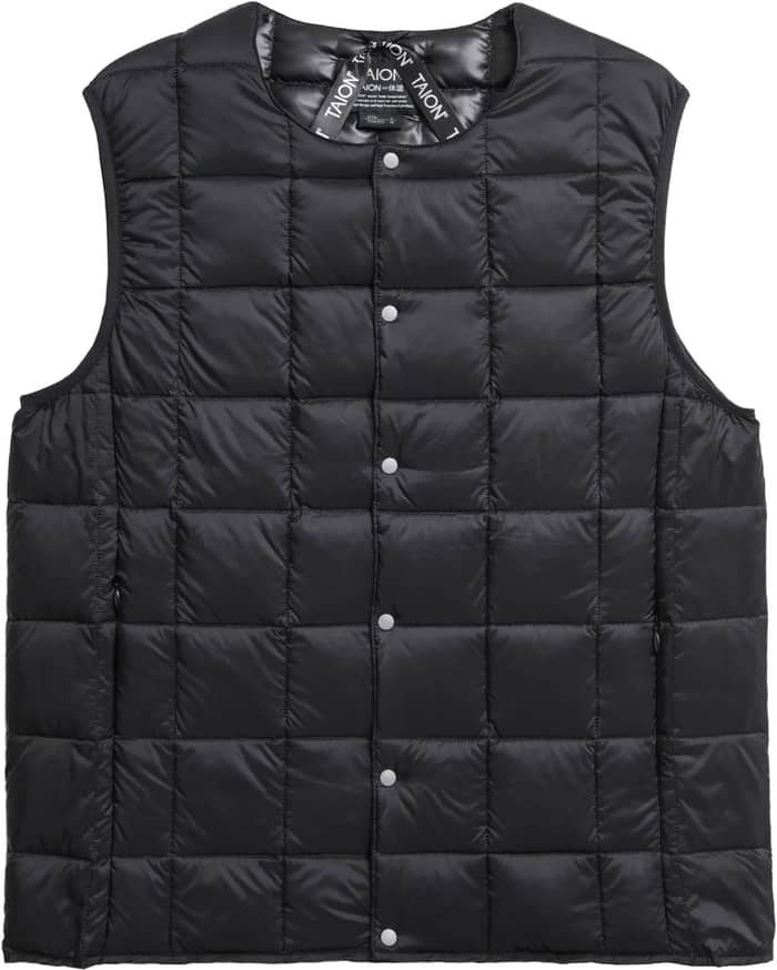 Crew Neck Button Down Vest Black