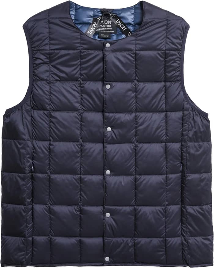 Crew Neck Button Down Vest Navy