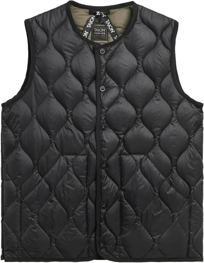 Military Crew Neck Down Vest Soft Shell Black