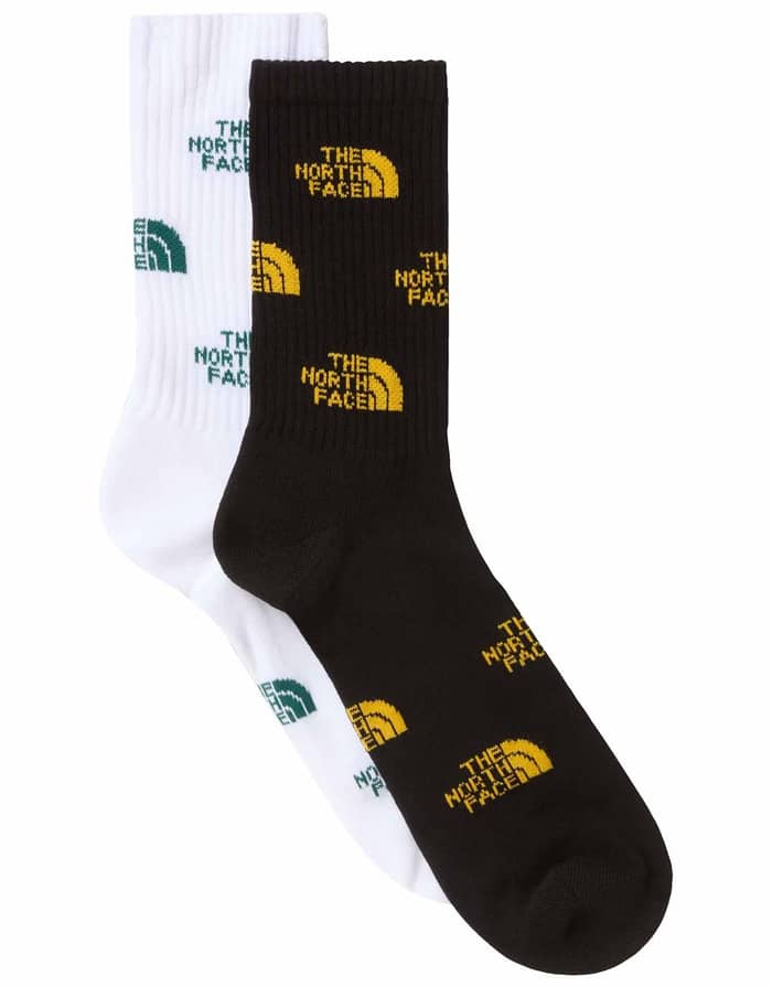 Everyday Crew Sock Logo 2P TNF Blk Smt Gold TNF Wht Hntr Grn