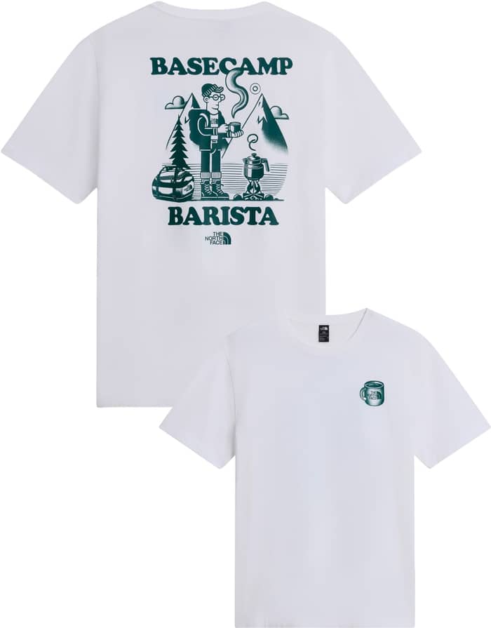 U Basecamp Barista Rlx SS Tee Graphic TNF White Pacific Teal