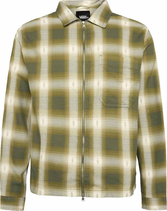Larkspur Zip Plaid Flannel Shirt Mossy Olive