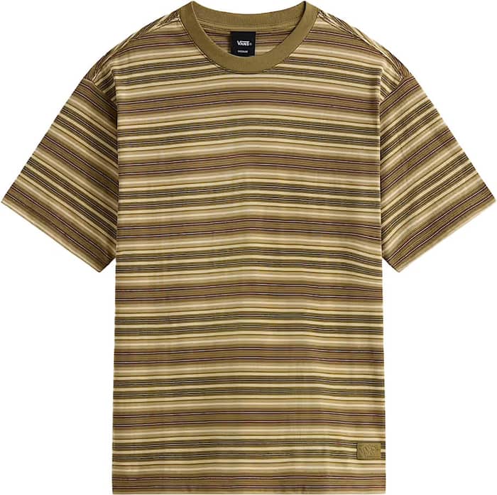 Stripe Ringer Loose SS Knit Olive Brown