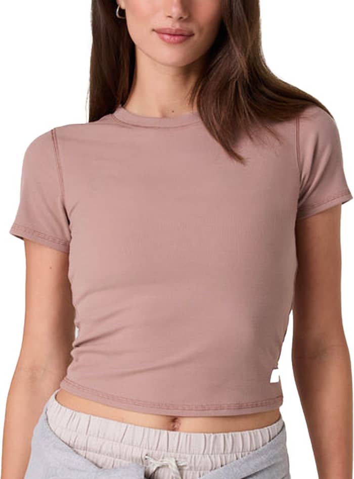 Pose Fitted Tee W Rose Clay