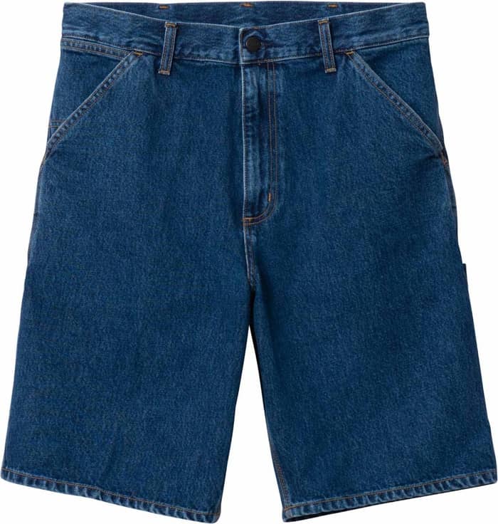 Single Knee Short Stone Washed Blue