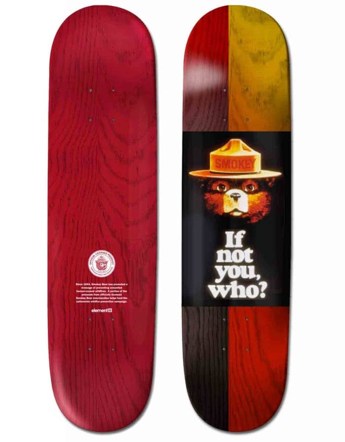 Smokey Bear X Element If Not You M Skateboard Deck 8.5 Assorted