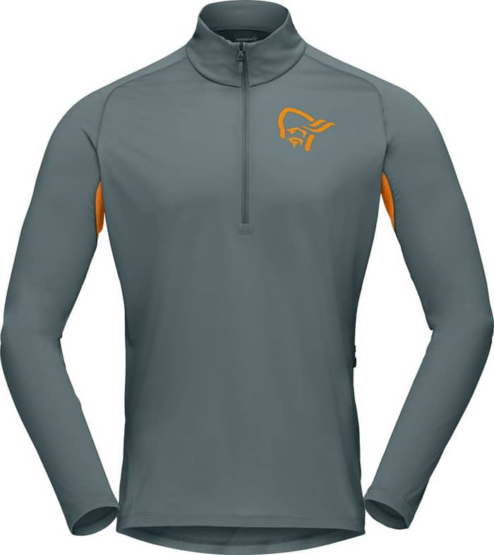 Fjørå Equaliser LS Zip Top M's North Atlantic/Orange Popsicle + Norrona
