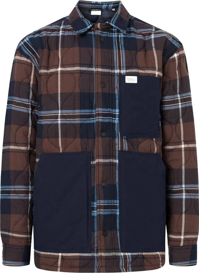 Checked Quilted Oversized Overshirt Brown Check