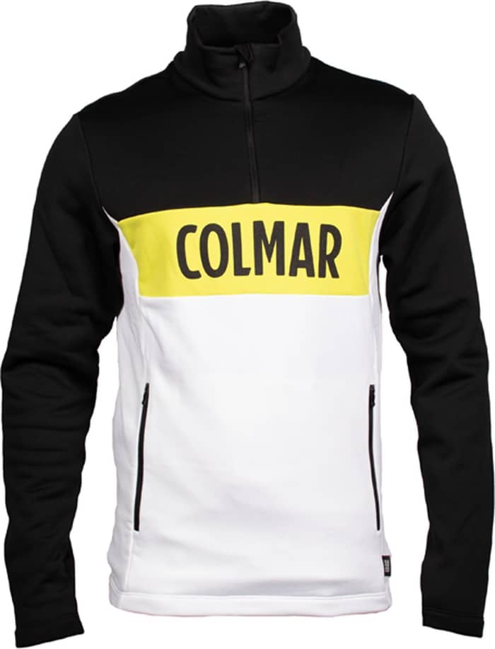 Men Half Zip Stretch Fleece White-Black-Lime + Colmar