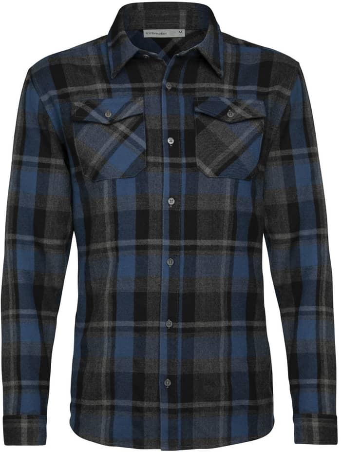 Mens Lodge LS Flannel Shirt Black + Icebreaker