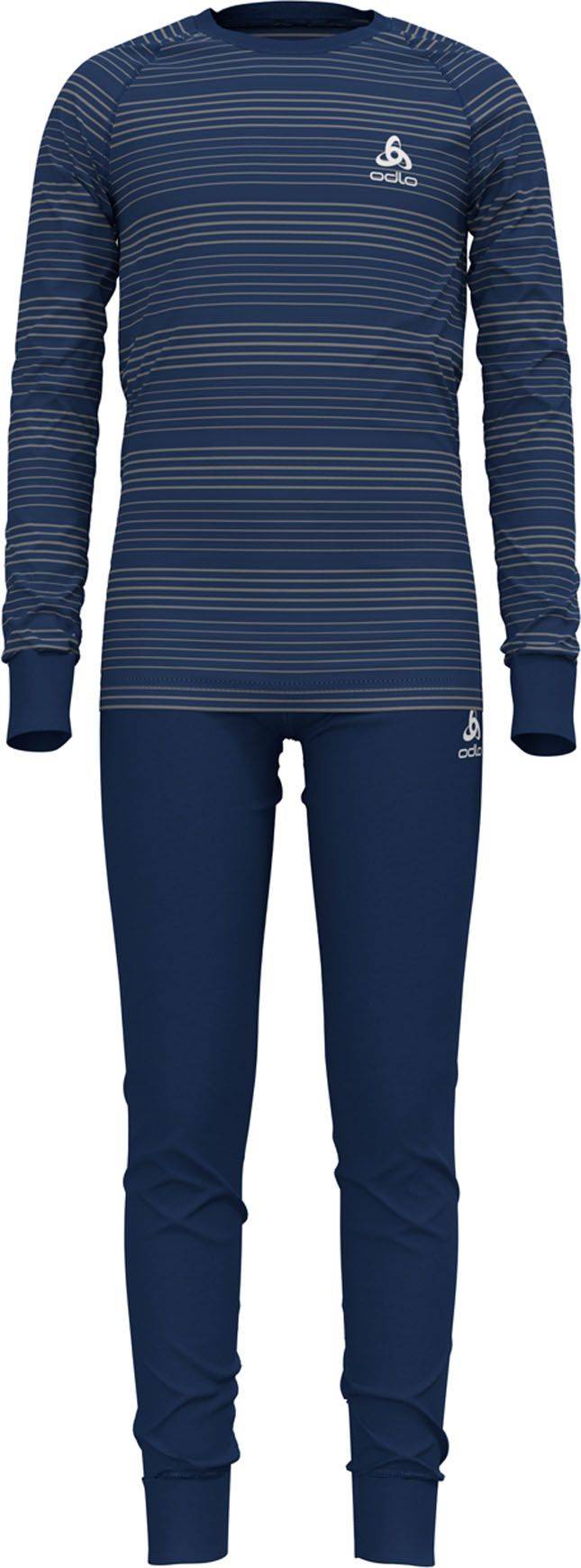 Set Active Warm Eco Enfant Estate Blue/Grey Melange/Stripes + Odlo