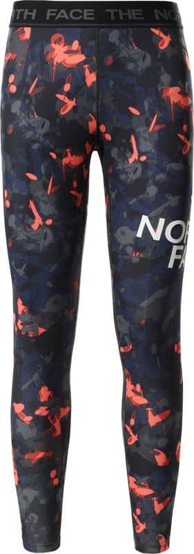 W Flex Mid Rise Tight Emberglow Orange Scattershot Print + The North Face