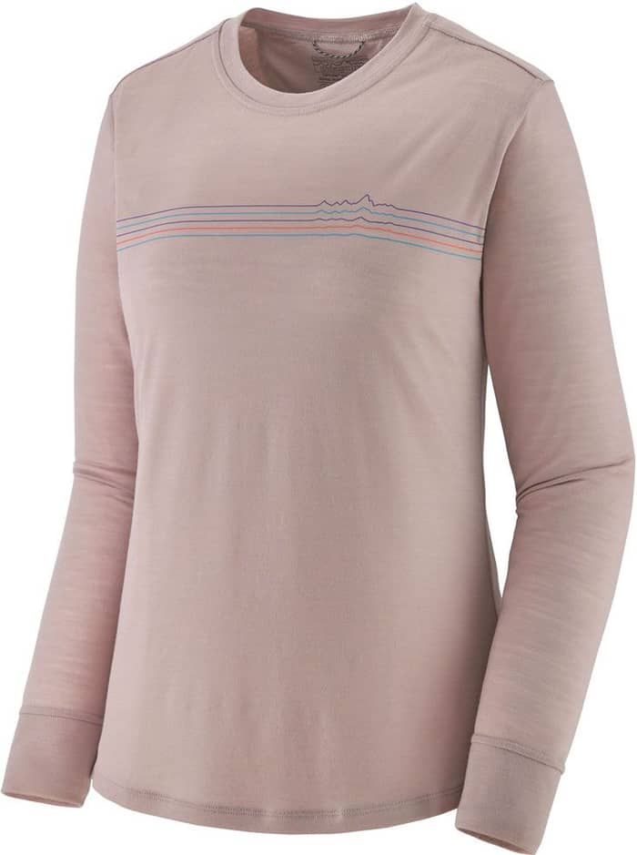 W's L/S Cap Cool Merino Graphic Shirt Fitz Roy Fader/Stingray Mauve + Patagonia