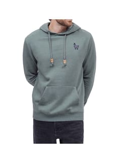 M Peru Embroidered Llama Hoodie Agave Green