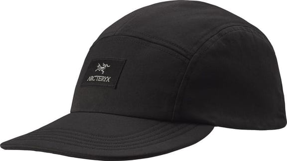 5 Panel Label Hat Black