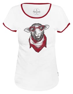 Schöfli-Schaf Ringer T-Shirt White/Chili Pepper