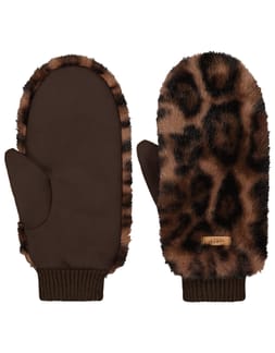 Fur Mitts Print Brown