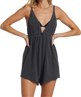 On Vacay Romper Black Pebble