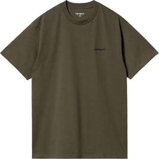 S/S Script Embroidery T-Shirt Cypress / Black