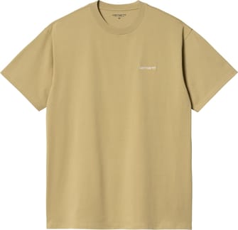 S/S Script Embroidery T-Shirt Agate / White