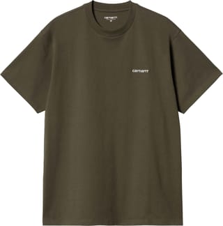 S/S Script Embroidery T-Shirt Cypress / White