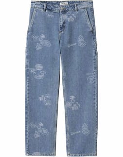 Stamp Pant Stamp Print Blue Bleached