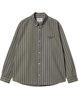 L/S Signature Shirt Betz Stripe Office Green / Aura Stone Washed