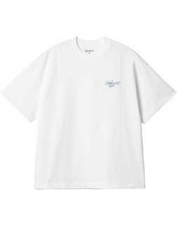 S/S Signature Script T-Shirt White / Dusty Ice