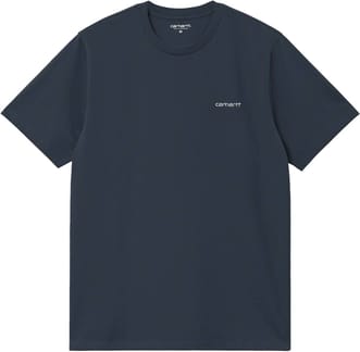 S/S Script Embroidery T-Shirt Deep Night / White