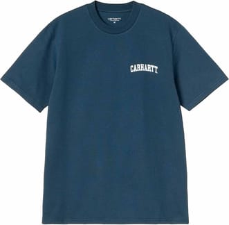 S/S University Script T-Shirt Blue River / White