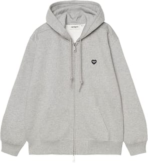 W' Hooded Small Heart Patch Jacket Grey Heather Black