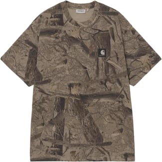 S/S Feather Tree T-Shirt Camo Feather Tree Khaki Shungite Garment Dyed