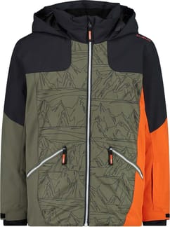 Kid Jacket Fix Hood Twill Kaki Antracite