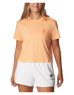 North Cascades™ Cropped Tee Peach/Framed Halftone Logo Graphic