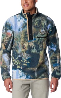M Helvetia Half Snap Fleece Napa Green Chasing Falls Print Black C