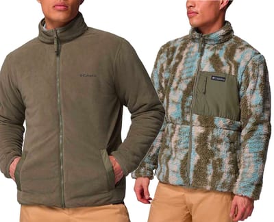 Winter Pass Reversible Fleece Stone Green Tracks