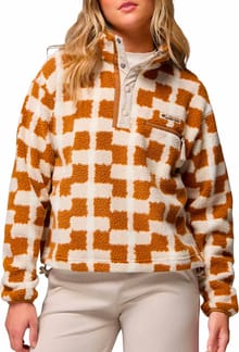 Helvetia II Printed Cropped Half Snap Camel Brown Geostack