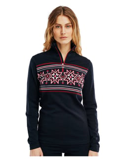 Tindefjell Basic Sweater Feminine Navy Raspberry Offwhite