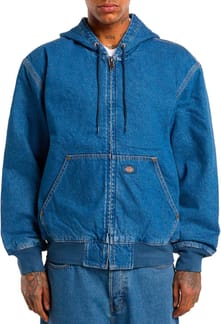 Lined Denim Hooded Bomber Classic Blue