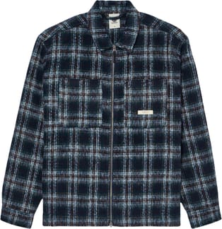 Fuzzy Check Zip Overshirt Brushed Plaid Dark Slate
