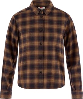 Övik Boxy Flannel Shirt W Black Wood Brown