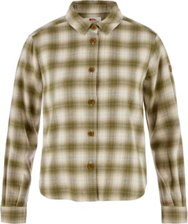 Övik Boxy Flannel Shirt W Green Chalk White
