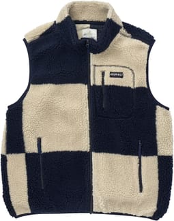 Checkered Sherpa Vest Natural/Navy Check