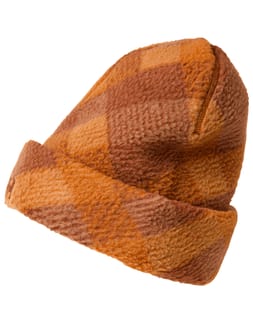 Pile Fleece Beanie Ginger Biscuit Plaid Aop