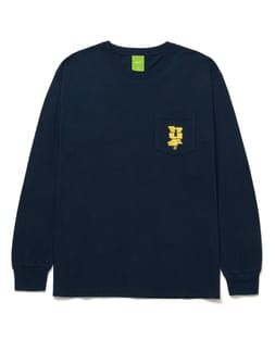 T-Shirt Megablast Embroidered Ls Pocket Navy
