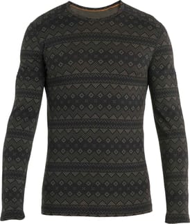 M Merino 200 Oasis LS Crewe First Snow Black/Loden/Aop