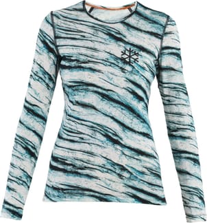 W Merino 200 Oasis LS Crewe POW AOP Snow Aop