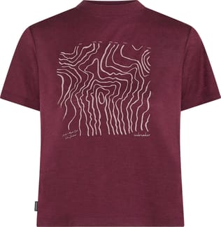 W Merino 150 Tech Lite SS Crop Tee Great Heights Dk Berry