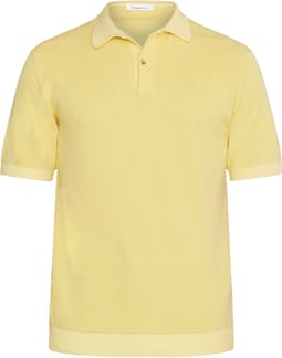 Regular Two Toned Knitted Short Sleeved Polo Misted Yellow