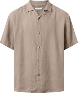 Box Short Sleeve Linen Shirt Light Feather Gray